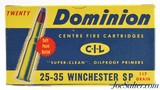 Excellent Dominion CIL 25-35 Ammunition 117 Grain Soft-Point Full Box - 1 of 6