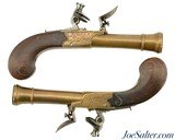 Pair of Unusual Flintlock Blunderbuss Folding Trigger Pocket Pistols - 1 of 15