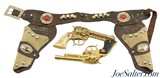 Set of Hubley "Texan JR" GOLD Die-Cast Cap Pistols/Holster Rig - 1 of 11