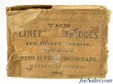 Open 52 Cal Packet of 9 Linen Cartridges For Sharps Carbine Watervliet Arsenal 1865 - 1 of 4