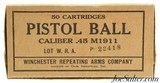 Winchester Pistol Ball Cal .45 M1911 1 Box of 50