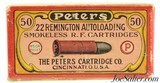 Scarce Peters 22 Rem Auto Ammunition Smokeless Full - 1 of 7