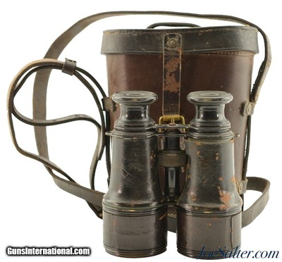 British Broad Arrow Marked Lemaire Paris WW1 Binoculars and Case c.1916
