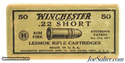 Sealed! Winchester 22 Short Ammo Lesmok 1923 Wrap-Around Label Issue