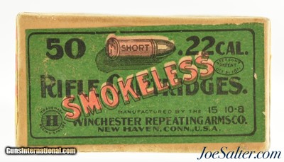 Sealed! Winchester 22 Short Green & Red Smokeless Ammo Issue WRA-7 S-2(g)