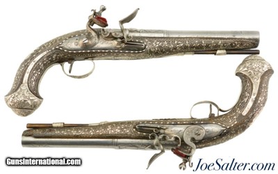 Beautiful Mid-18th Century Silver-Mounted Pistols by Honoré Maye of Marseilles