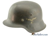 Original WW2 German Model 1942 Single Decal Luftwaffe Helmet - 1 of 10