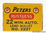 Peters 22 Winchester Auto Dupont Logo "Rustless" Ammo Full Box - 3 of 7