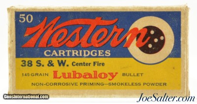 Full Box Western "Bullseye" Target Logo 38 S&W Ammo Lubaloy Bullet
