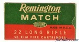 Excellent Full Box Remington Kleanbore MATCH Ammo 22 LR 1953 Issue Unique Bullet - 1 of 7