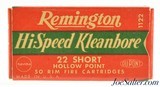 Remington 22 Short Hi-Speed Hollow Point 1946 Issues Nickel Washed Cases Full
