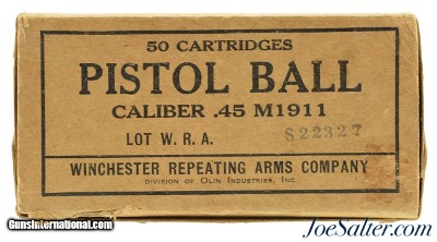 Cold War US Govt Contract Winchester 45 ACP Ammo Full Box 1954