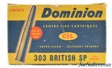 303 British Ammo Full Box C-I-L Dominion 180 Grain Soft-Point - 1 of 5