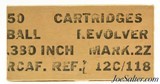 1950'S RCAF .380 Revolver Mark 2z Ammo 38/200 Full Box 50 Rounds