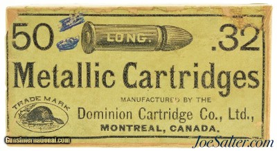 Rare Early Dominion 32 Long CF Ammo W/ Canadian Forest Fire Sportsmen Insert