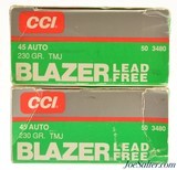 CCI Blazer 45 Auto Lead Free Ammunition 100 Rounds 45 ACP Ammo - 2 of 3