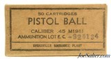 Original Full WWII Box 45 ACP M1911 Ammo Evansville Ordnance Plant - 1 of 2
