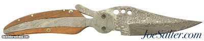 Custom Damascus Folding Knife Extended Tang