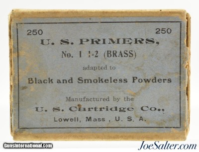 Scarce U.S. Cart Co. Primers Lowell Mass No. 1 ½ Brass 194 Pieces