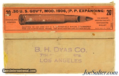 Peters 30 US Gov't Model 1906 Ammo 150 Gr Protected Point Expanding Bullet