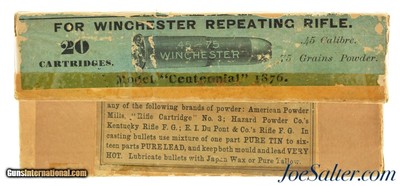 Scarce late 1880's Winchester 45-75 WCF Centennial 1876 Ammo Full Box