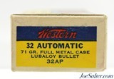 Crisp Western "Bullseye" Box 32 Auto Ammo Lubaloy Bullet Full 50 Rds - 3 of 7