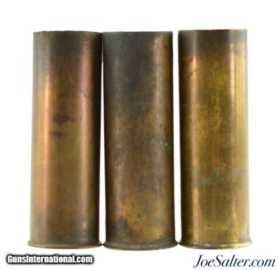 Scarce A.A.C. Hobbs Patent 12 Gauge Brass Empty Primed Shotgun Shells 3 Count