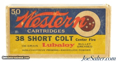 Western 38 Short Colt Ammo "Bullseye" Target Logo Box Lubaloy 50 Rds