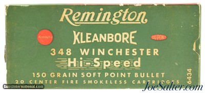 Remington 348 Winchester Ammo Post War Full Box 150 Gr SP
