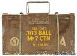 Full 288 Rounds Wood Crate 303 British Ammo Mark 7 Dated 1954