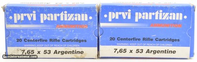 PPU 7.65 x 53mm Argentine 180gr. ammunition 40 Rounds