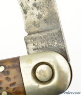 Press Button Knife Co. 4 7/8" Invincible Walden NY Brown Jigged Bone - 6 of 7