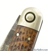 Press Button Knife Co. 4 7/8" Invincible Walden NY Brown Jigged Bone - 3 of 7