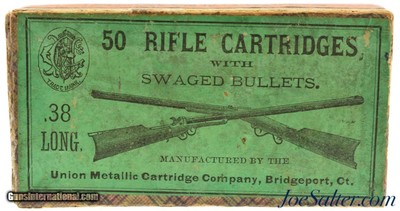 Early Dogs Head UMC 38 Long RF Cross Rifle Picture Box 50 Rds Ammo