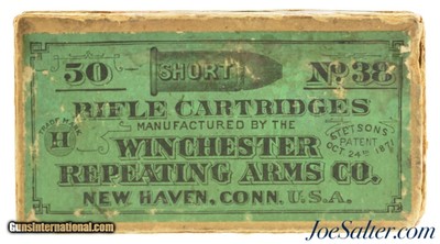 Circa 1890 Winchester 38 Short Rim Fire Black Powder Ammo Full Box 50 Rds