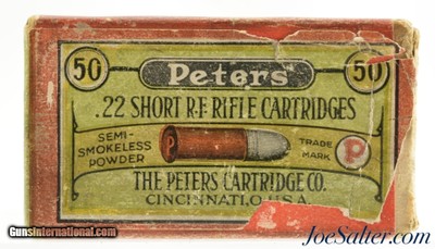 Sealed! Peters 22 Short Ammo Colorful 1920's Multi Color Label Issues Corrosive Primed