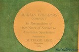 Outdoor Life Award To Marlin Firearms Company 1970 - 2 of 5