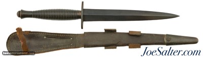 WWII Fairbairn-Sykes Third Pattern British Commando Knife and Sheath Unmarked