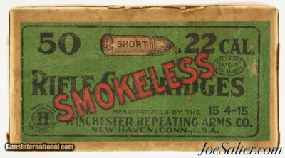 Sealed! 22 Short Winchester Green & Red Smokeless Ammo 4-15 Code