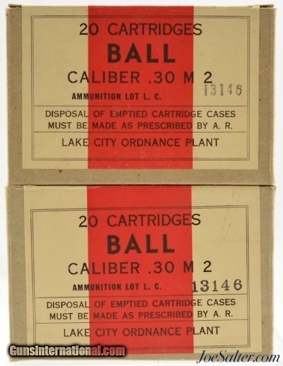 WWII Lake City Cal. .30-06 M 2 Ammunition 40rnds 2 Sealed Boxes