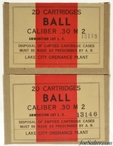WWII Lake City Cal. .30-06 M 2 Ammunition 40rnds 2 Sealed Boxes