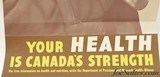 Original Canadian WWII War Poster "Your Health Is Canada's Strength" Circa 1940 - 3 of 9