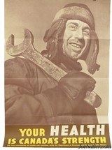 Original Canadian WWII War Poster "Your Health Is Canada's Strength" Circa 1940 - 1 of 9