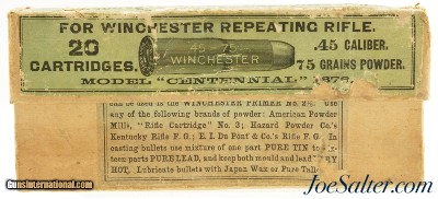 Winchester 45-75 Ammo Final Version "Model Centennial 1876" Full Box