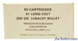 Winchester-Western 41 Long Colt Ammo Full Box 200 Grain Lubaloy - 1 of 3