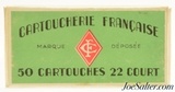 French 22 Short Ammo Cartoucherie Francaise Early Issue Foreign Cartridge - 1 of 4
