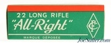 French "All-Right" 22 LR Ammo Cartoucherie Francaise Foreign Cartridges - 2 of 4