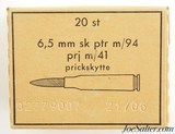 Swedish Military 6.5x55 sk ptr m/94 prj/41 preickskytte ammunition 100rnds - 2 of 2