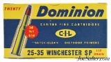 Excellent Dominion CIL 25-35 Ammunition 117 Grain Soft-Point Full Box - 1 of 6