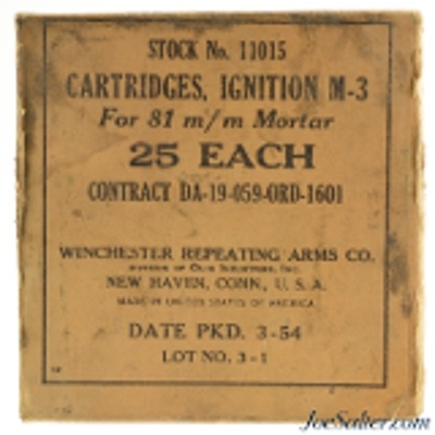 Winchester Ignition M-3 Cartridges For 81mm Mortar 1954 Partial Box